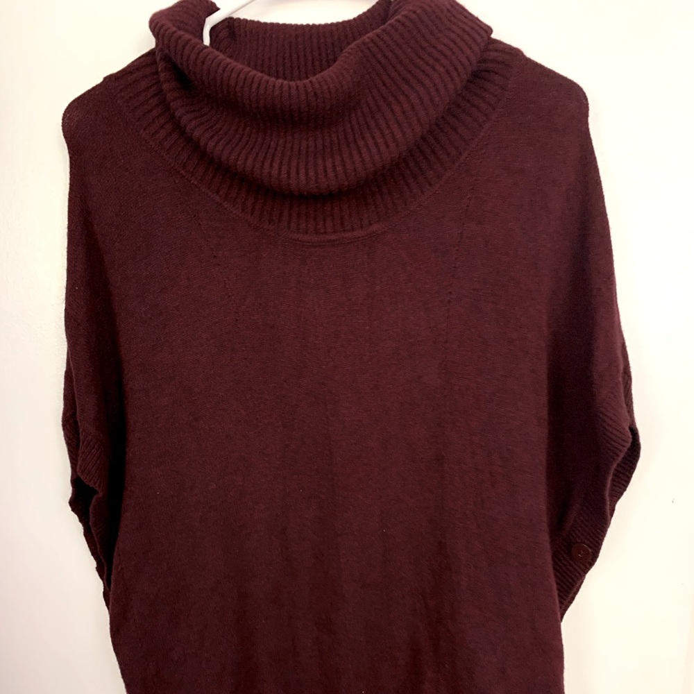 Maroon Mockneck Sweater Poncho